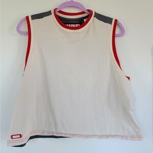 Marvel Logo Sleeveless Tank Top Colorblock Red/Gray Unisex Style Size XL